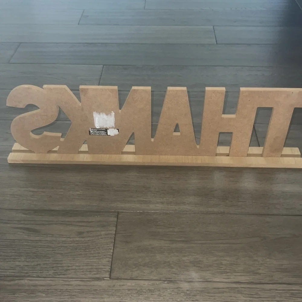Fall/Thanksgiving gold metal & wood like material thanks plaque sign decoration